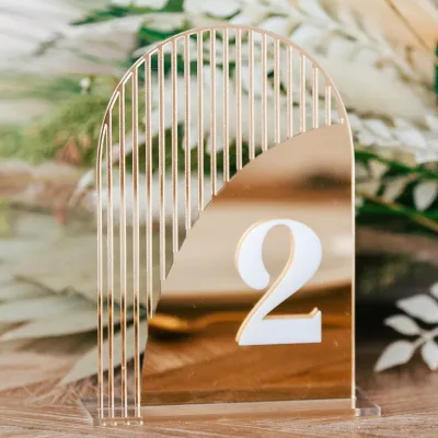 4*6 Inch Gold Mirror Arch Double Layer Wedding Table Numbers Acrylic Entrance Table Decoration Place Cards for Party