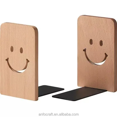 Wood Bookends Non-Skid Bookend for Shelves,Heavy Duty Bookends Stand for Books CDs