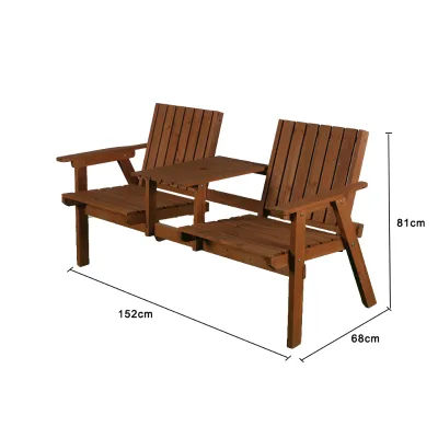 Chinese Manufacturer Supply Lounge Comfy Chairs Outdoor Patio Wooden Garden Double Chair