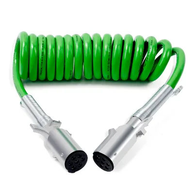 American Type 12 FT 7 Way ABS Coiled Electrical Trailer Cable for Trailer Truck