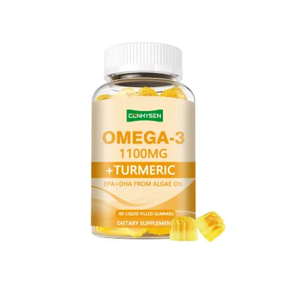 Vegan Omega 3 Gummies Turmeric Gummies Omega 3 1000mg Algae Oil DHA 600mg EPA 300mg for Mobility Comfort Skin Immune Support