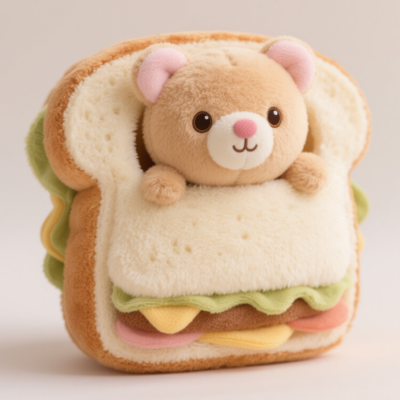 Customized Teddy Bear Fun Plush Bear Hidden in Sandwich Cute Shape Creative Plush Toy Children's Gift Manufacturer Wholesale
