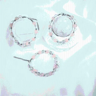 High Quality Crystal Healing Natural Stone Rose Quartz Two Colors Butterfly Bracelet for Meditation