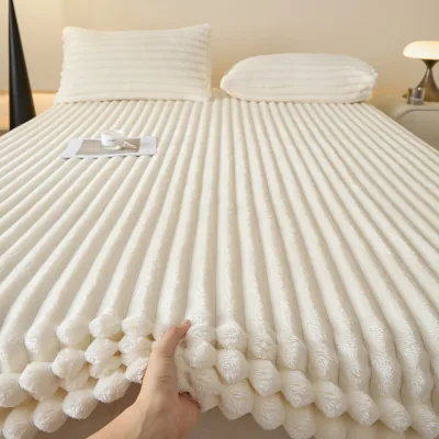 Autumn Winter Solid Color Customizable Polyester Velvet Thickened Mattress Protective Cover