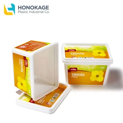 500g/250g IML Plastic IML Butter Container with Tamper Evident Proof Tap