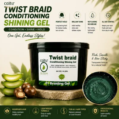 64oz Private Label Braiding Gel Vegan Salon Use Gel To Tame Frizz & Edges Strong Hold Locks Twist Cornrow Braid Gel