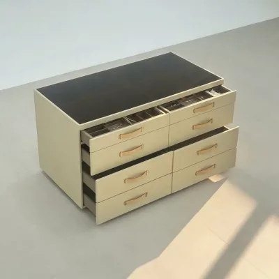 Bedroom Vanity Dressing Table Multi-layer Board Microfiber Leather Glass Tabletop LED Light Multi Drawers Makeup Storage Cabinet