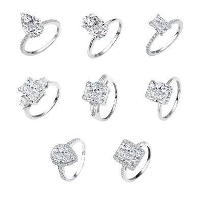 FOXI 925 Sterling Silver Ring Waterproof Wedding Oval Cut Mossanite Diamond Past Tester 3 CT Silver Engagement Ring for Women