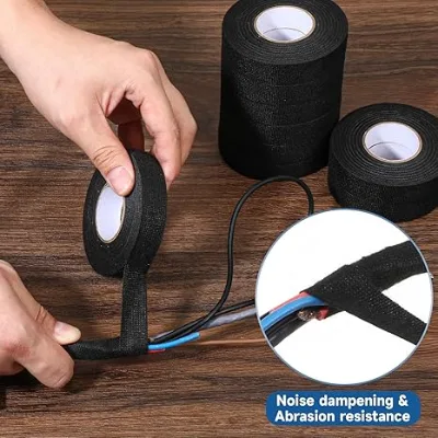 Self-Adhesive Fabric Cloth Electrical Tape Black Wire Harness Tape Cloth Insulation Tape for Automotive Engine Electrical Wiring