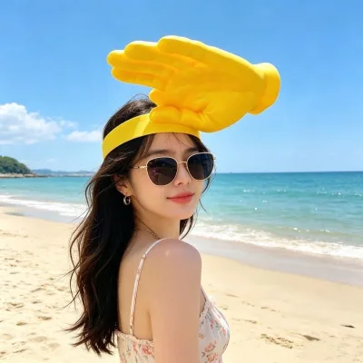 Adjustable Creative Funny Sunshade Cap Palm-sized Sun Hat Reusable Sun Protection Cap for Outdoor Activities