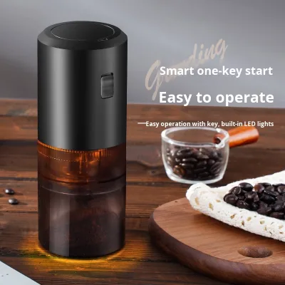 Electric Coffee Grinder Plastic USB Rechargeable Portable Home Cross-Border Factory Direct Sale Modern Design