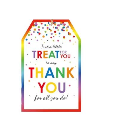 G2PLUS Thank You Tags 50PCS Colorful Dots Paper Gift Tags with String Small Size for Mother's Day Party Favors