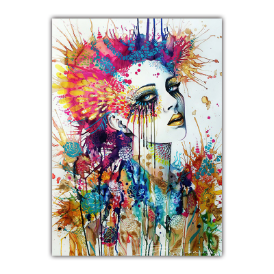 Aswadh Modern Portrait Canvas Prints Hot-Blooded Girl Wall Art Decor Hand-Painted Girl Picture with Bold Colors