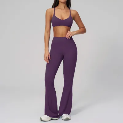 Women Yoga Set Halter Neck Fitness & Yoga Outfit Tight-Fitting Two-Piece Ropa Deportiva Mujer