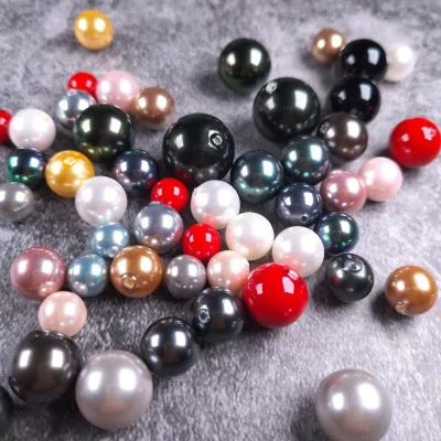 Manufacturer Supply 316mm Lab Created Shijia Pearls Imitated Shell Half-drilled Glass Faux Pearls Hair Earring