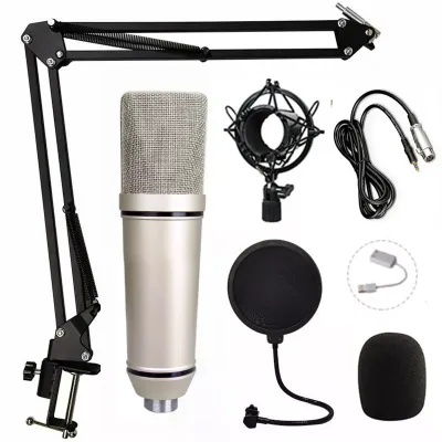 RU-87 Professional Wired Condenser Microphone Arm Stand Shock Mount for Studio Recording Podcast Live Singing & Gaming