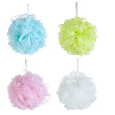 Wholesale Customized Size Color  Loofah Bath Bubble Bath Flower Scrub Ball PE Mesh Pouf Bath Sponge