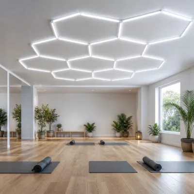Honeycomb Hexagon Grid Light for Yoga Studio Pilates Room Ceiling LED 6000K Daylight