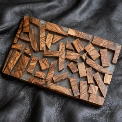 Olive Wood Resin-Spliced Food-Grade Antibacterial Durable 1.5cm Thick Rectangular Cutting Board Modern Minimalist Style