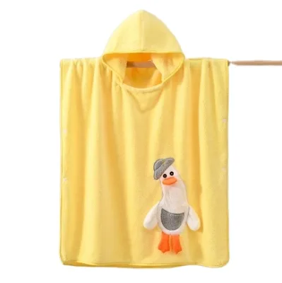 Unisex Coral Fleece Bath Towel with Hood Soft and Warm Square Towel for Newborn Baby Boys and Girls Home Use