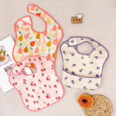 Customized Waterproof Fabric Baby Bibs Size Adjustable PU Baby Bibs Sleeveless Baby Bibs