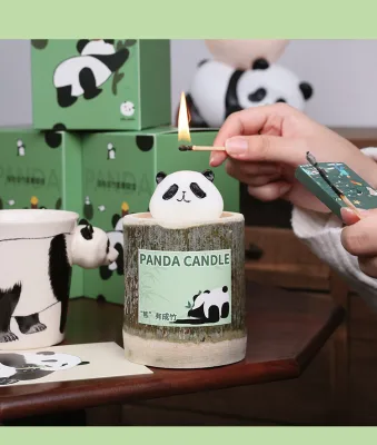 2025 New Arrivals Panda Shaped Glass Cup Smokeless Frankincense Scented Candle Trending Products for Diwali Father's Day Bars