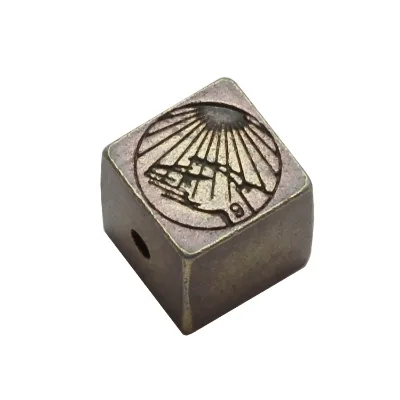 Double Side square Custom Engraved logo Metal Beads for Bracelet