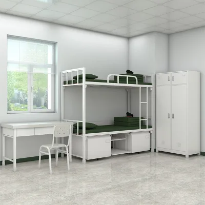 Modern School Dormitory Storage Cabinet Wholesale Single Double Janitorial Iron Beds Thickened Steel Plate Wholesale Bunk Beds