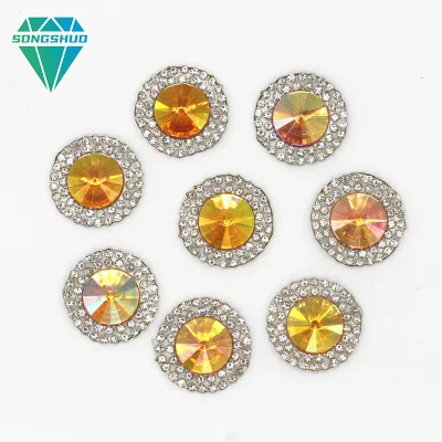 Hot Fixed Rhinestone Patch Circular Pointed Glass Rhinestone Clothing Decoration