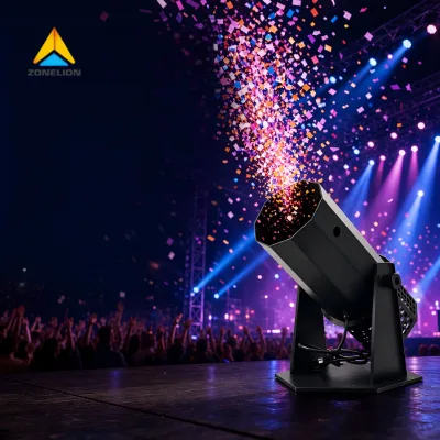 LED Rainbow Effect Remote Control Celebration Confetti Cannon Machine for Stage Performance