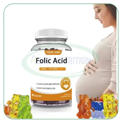 Ausreson OEM Organic Folic Acid Fertility Gummies Supplements Complex Vitamin B9 Folic Acid Gummies
