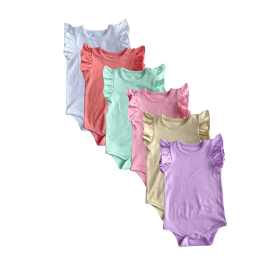Sweat Color Baby Rompers Short Sleeve Baby Onesie Ruffle Baby Rompers Newborn Gift