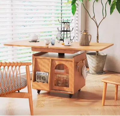 Living Room Furniture Space Saving Wooden Folding Coffee Dining Table Study Table