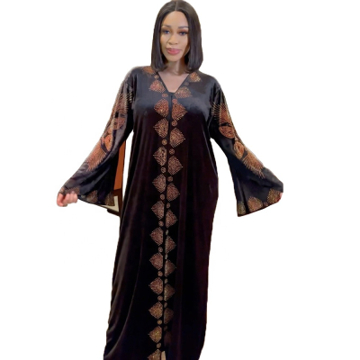 Genuine African American Dress Velvet Fabric High-quality Dress Luxury Rhinestones Elegant African Dresses