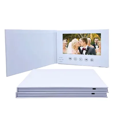 7.0 Inch IPS Display HD LCD Video Brochure White with Hard Cover Decorative Wedding Invitations Advertising Brochures