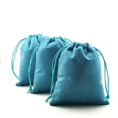 Hot Sell Wholesale Custom Size Drawstring Suede/Cotton Velvet Pouches Custom Logo Short Plush Jewelry Packaging Gift Bags