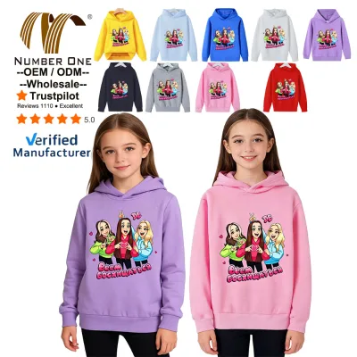Teenager Young Girls Bestie Hoodie Cartoon Pattern Hooded Kids Sweatshirt Friendship-themed Children Pullover Hoodie Wholesale