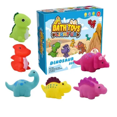 Baby Glowing Led Battery Mini Rubber Animal No Hole Cute Flashing Dinosaur Toy Kid Bath Tub Light up Toys for Toddler