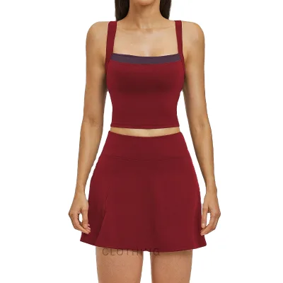 Women Running Sports Skirt Set Activewear Quick-Drying Tennis Skirt Set Women Running Tennis Set Skirt Fitness Sportswear