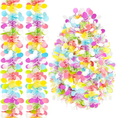 Easter Tinsel Garland Decoration Spring for Mantle Colorful Easter Egg Garland Metallic Twist Tinsel Garland Decorations