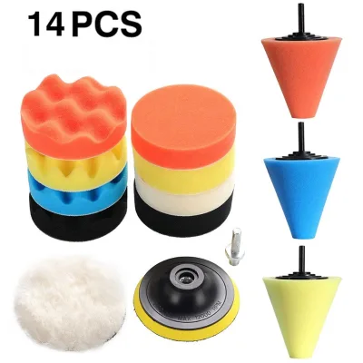 Car Foam Drill 14 Pcs Set Drill Adapter Car Polish Sponge Wheel Wash Cleaning Tools