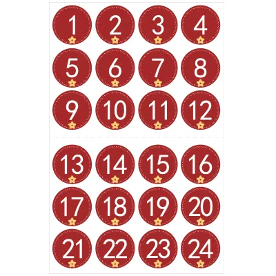 Custom 24 Number Small Printed Merry Christmas Stickers Labels for Holiday Present Xmas Party Decorations Christmas Decorations