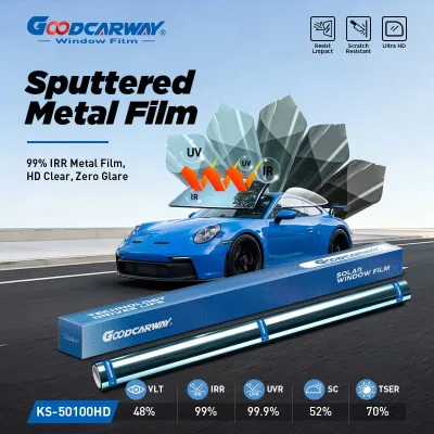 Goodcarway KS50 Magnetron Sputter Metal Film 1.52*30M Balanced VLT Heat Insulation Anti Discoloration Tint Roll