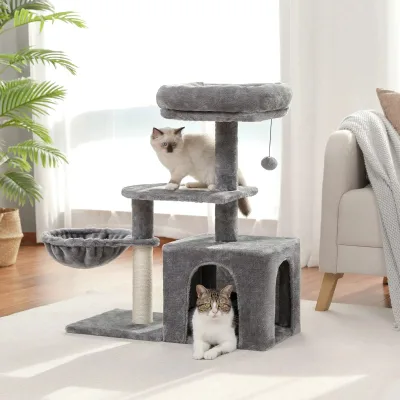 Factory Wholesale High-quality and Environmentally Friendly Sisal Short Plush Stable Tower cat Tree