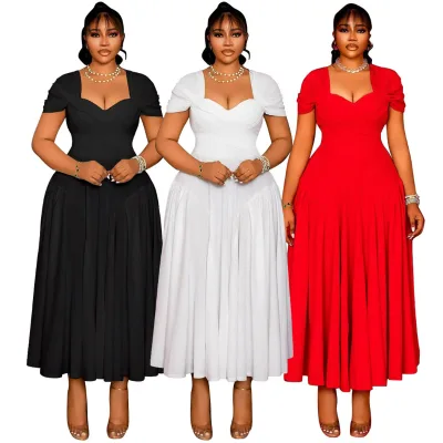 Plus Size Dresses Women Casual Summer Elegant V-Neck A-line Long Dresses Women African Dresses for Women Clothing