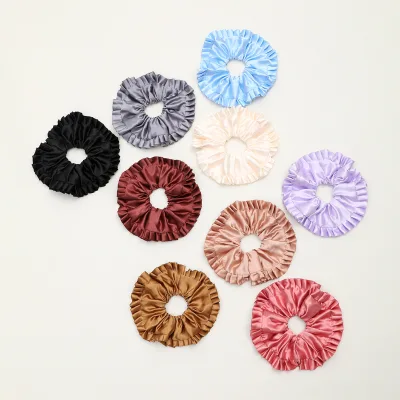Fashionable and Minimalist Pleated Lace Satin Elegant Scrunchies
