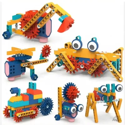116pcs DIY Particles STEM Toy Building Blocks Electric Gear Drive DIY Multiple Shapes Engineering Building Toy Sets with Motor