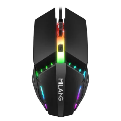 MiLang High Quality White Label Ergonomic RGB USB Gaming Mouse with 1000-1200 DPI and Dual Power for Desktop Computers