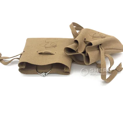 Custom Logo Jewelry Gift Bag High Quality Fabric Velvet Pouch Jewelry Bag Soft Microfiber Drawstring Bag
