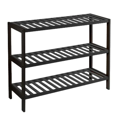 3-Tier Bamboo Shoe Rack for Storage and Organization Holds 9 Pairs of Shoes